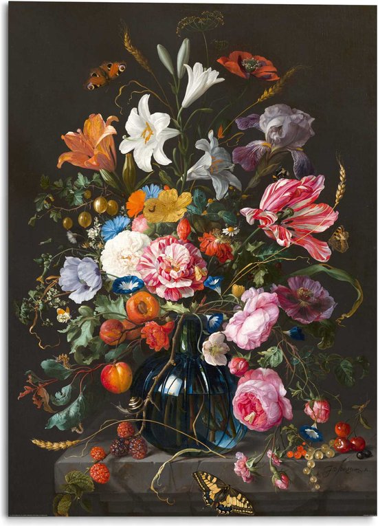 Schilderij De Heem Stilleven met bloemen op vaas 140x100 cm