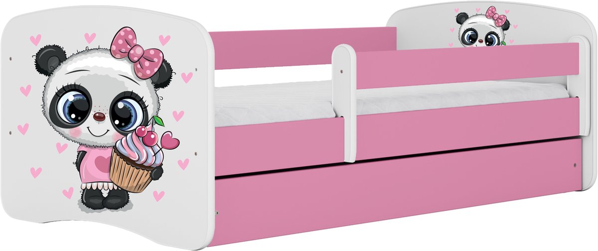 Kocot Kids - Bed babydreams roze panda met lade zonder matras 160/80 - Kinderbed - Roze