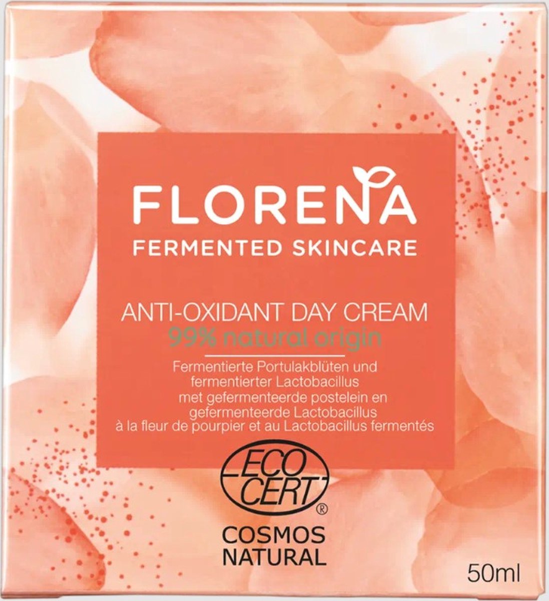 Dagcrème Antioxidant - Florena Fermented Skincare - 99% Natuurlijk - Hydraterend - Detox - Omega 6 - Omega 9 - Vitamine E - 50 ml