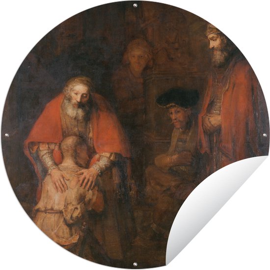 Tuincirkel Terugkeer van de verloren zoon - Rembrandt van Rijn - 90x90 cm - Ronde Tuinposter - Buiten