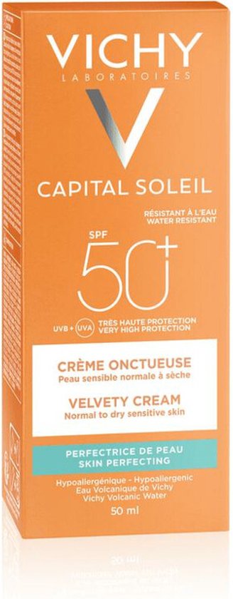 Vichy Capital Soleil SPF50+ Fluweelachtige Zonnecrème Normale tot Droge Huid - Gelaat 50ml