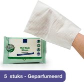 Abena Vochtige Washandjes Wegwerp - Geparfumeerd - 5 washandjes - Wassen en opfrissen zonder water en zeep - Droogt Snel, geen Handdoek Nodig - Opwarmbaar in de Magnetron - Perfect voor Thuis en Onderweg