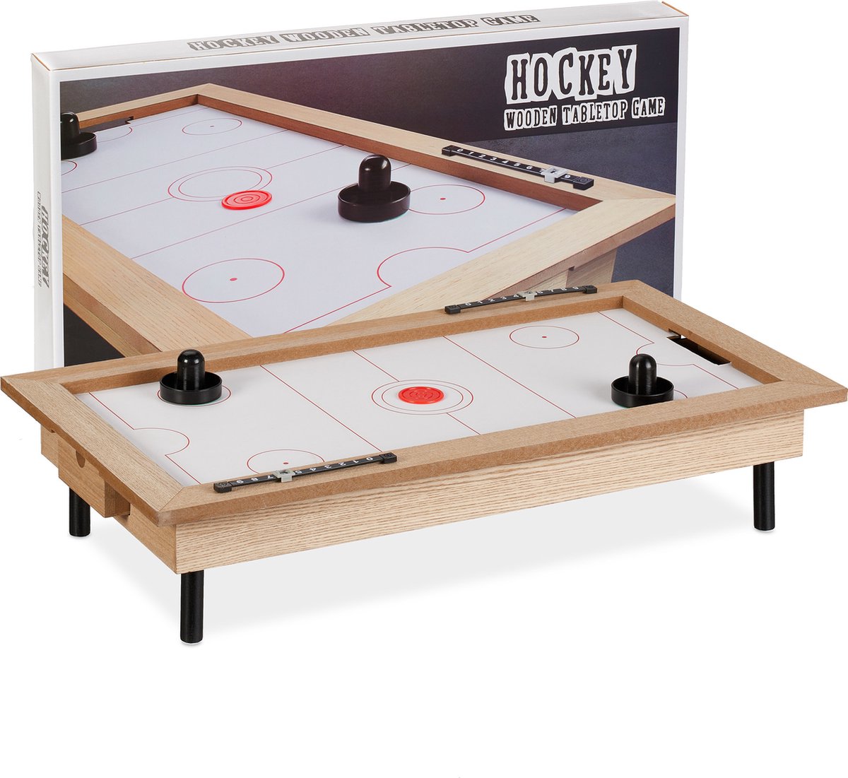 Relaxdays airhockey tafelspel 2 pushers puck mini airhockey