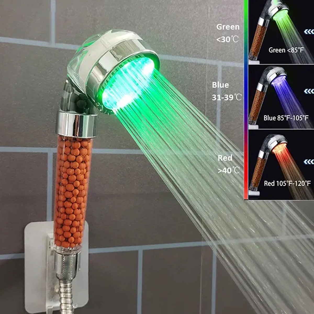 Iridescent douchekop LED verlichting – Waterbesparende douchekop – Hoge druk transparant