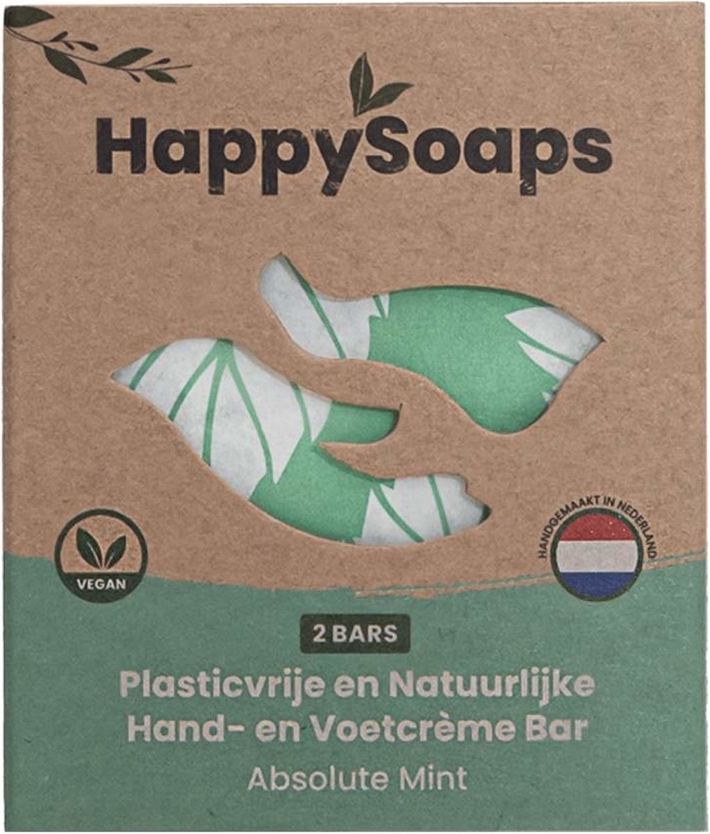 HappySoaps - Hand- En Voetcrème Bar Absolute Mint - 40g