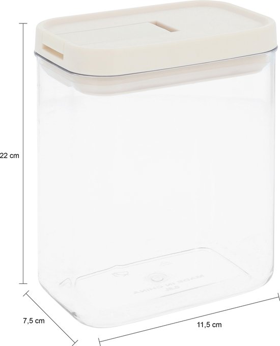 Bocaux de conservation Krumble - Set de 4 - 1300 ml - Conservation des Aliments - Bocaux de Conservation - Couvercle Hermétique - Boîtes de Bidons alimentaires - Boîte Fraîcheur - Passe au Lave-Vaisselle - Plastique - Transparent - Beige