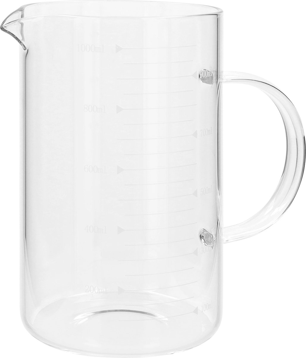 Krumble Maatbeker van glas - Maatbekers - Maat kannen - 1 liter - Meetbeker - Met meeteenheden - 1000 ml - Transparant - Glas - 10 x 10 x 16 cm