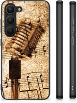 Siliconen Hoesje met Naam Geschikt voor Samsung Galaxy S23 Telefoon Hoesje met Zwarte rand Bladmuziek
