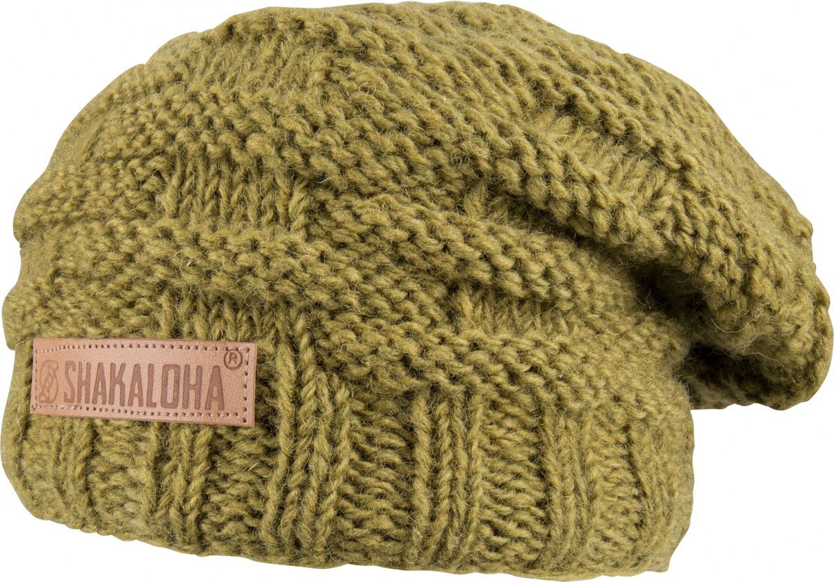 Shakaloha Gebreide Wollen Muts Heren & Dames Beanie Hat van schapenwol met polyester fleece voering - Bimbo Beanie Green Unisex - One Size Wintermuts
