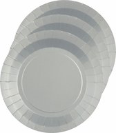 Santex feest bordjes rond - zilver - 30x stuks - karton - 22 cm