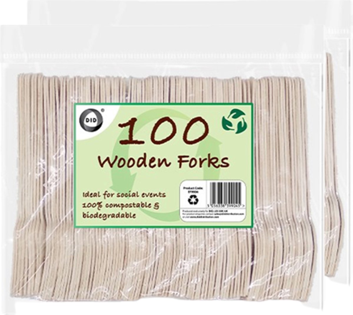 DID Wegwerp vorken - 200x st - hout - biologisch afbreekbaar - ECO Wegwerpbestek