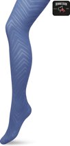 Bonnie Doon Womens Zigzag Tights 70 Denier Blauw size L/XL - Chique Tights - Zigzag Stripes Dessin - Wide Rim - Comfort - Stripes Print - Stripes - Zigzag Tights - Festive - Blue Ashes - BP211906.3