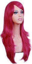 KIMU perruque longue de luxe rose foncé licorne rose - cheveux longs avec frange en biais - licorne sirène sirène