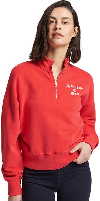 SUPERDRY Code Core Sport Halve Rits Sweatshirt Dames - Hyper Fire Coral - M