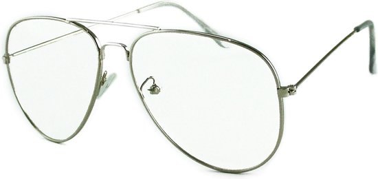Sluipmoordenaar Verslaafde Investeren LOUD AND CLEAR® - Pilotenbril - Bril Zonder Sterkte - Nerdbril - Zilver -  Transparant | bol.com