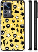 Telefoon Hoesje Xiaomi 12T | 12T Pro Silicone Back Cover met Zwarte rand Punk Yellow