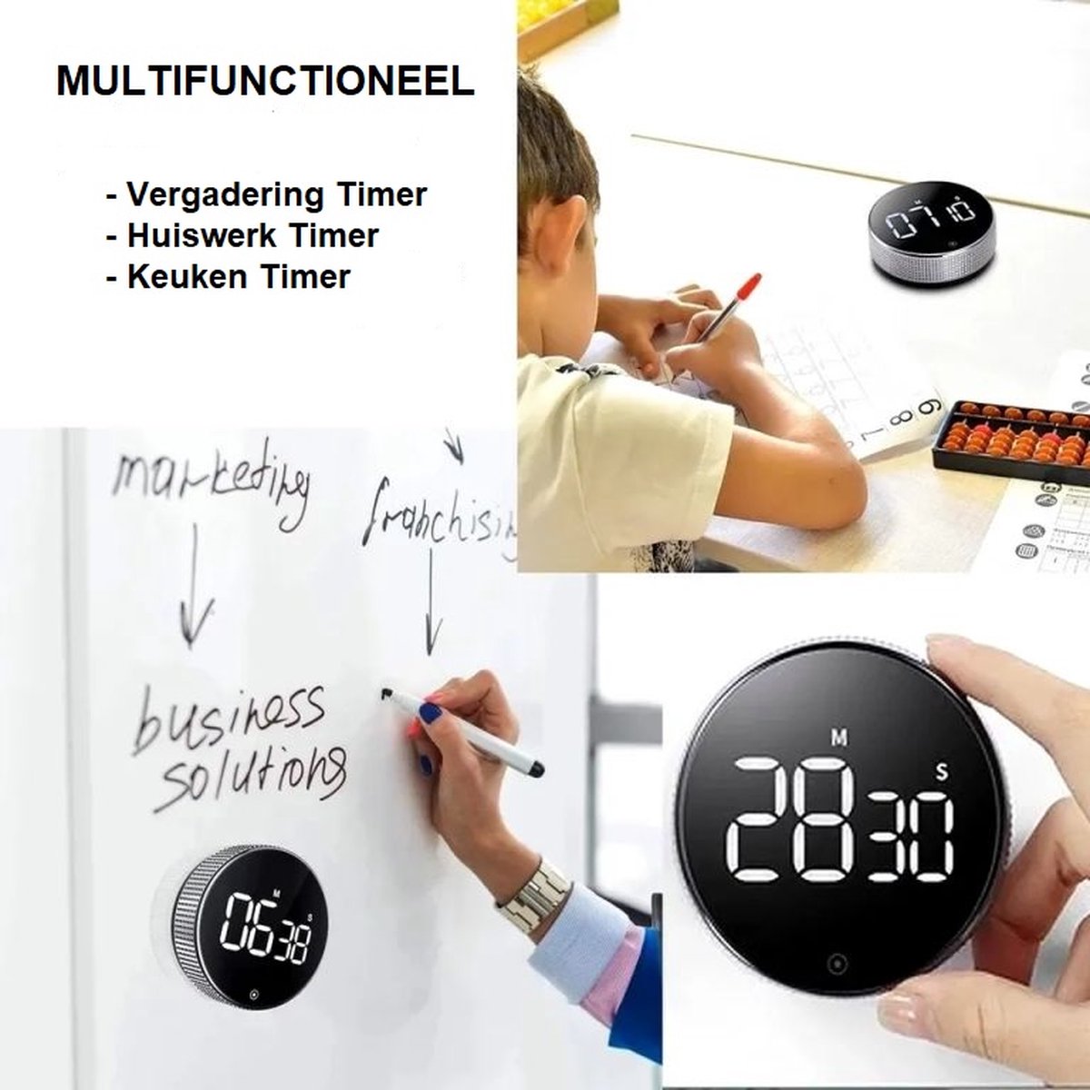 Digitale Kookwekker Zilver van METU-Online - Smart Timer - LED Display - Magnetisch met Handige Draaiknop - Barbecue kookwekker magneet - BBQ wekker — cadeau in Kookcadeaus - foto 5