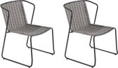 NATERIAL - Set van 2 tuinstoelen LIVIA - 2 x tuinfauteuils - 63,5 x 58 x 80,5 cm - Stapelbaar - Terrasstoelen - Eetkamerstoelen - Aluminium - Polyester - Antraciet/Grijs - Tuinstoel - Stapelbare stoel
