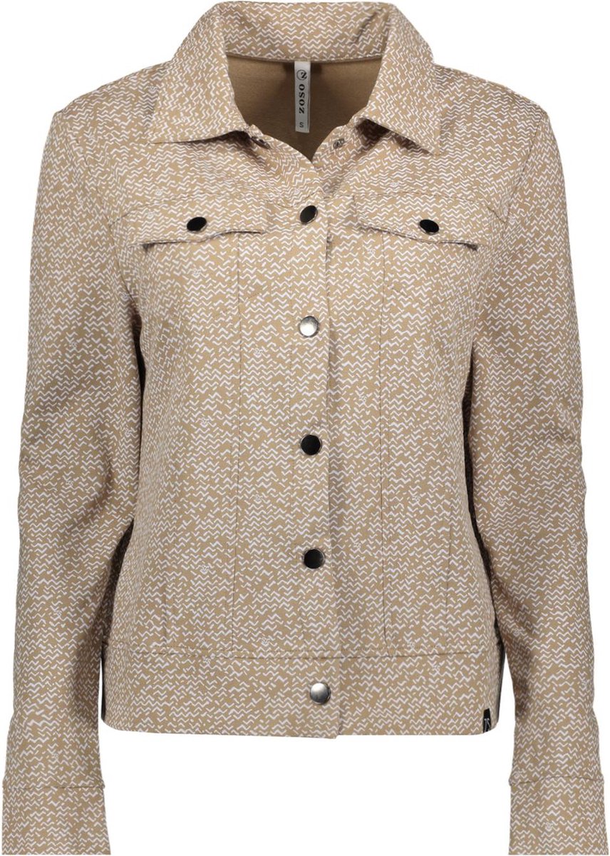 Zoso Blazer Marcella Printed Jacket 231 0007 0005 Sand Off White Dames Maat - L