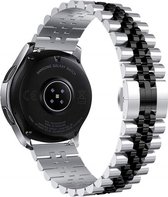 By Qubix Stalen band 20mm - Zilver - zwart - Geschikt voor Samsung Galaxy Watch 6 - Galaxy Watch 6 Pro - Galaxy Watch 5 - Galaxy Watch 5 Pro - Galaxy Watch 4 - Galaxy Watch 4 Classic - Active 2 - Watch 3 (41mm)
