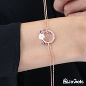 OZ Jewels Tweedradige Roségoud Gekleurde Zilveren Armband met Magnoliadesign - Accessoires - Liefdessieraden -Valentijnsdag - Cadeau - Sieraden Dames - In mooie geschenkverpakking