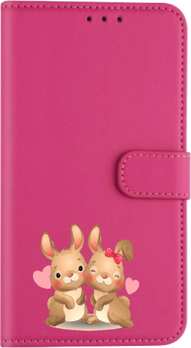 Samsung Galaxy S20 bookcase hoesje roze - Konijntjes