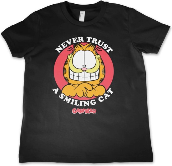 Garfield Kinder Tshirt -Kids tm 12 jaar- Never Trust A Smiling Cat Zwart