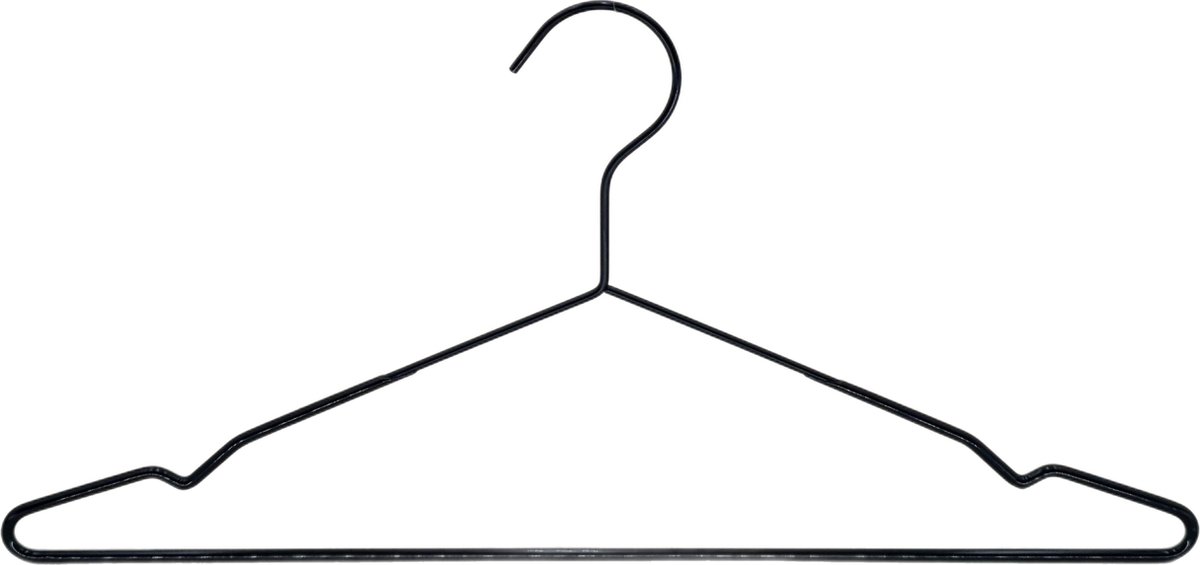 TopHangers [Set van 5] - Moderne minimalistische matzwart afgewerkte metalen kledinghanger voorzien van anti-slip coating | Geschikt voor shirts / blouses / nachtkleding / lingerie / topjes / jurken / hemden