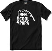 Reel Cool Papa | Vissen - Vishengel - Vis - T-Shirt - Unisex - Zwart - Maat L