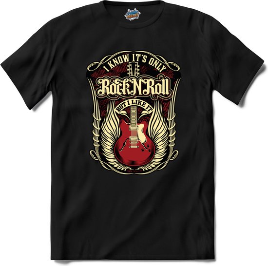 I Know It’s Only Rock And Roll But I Like It | Muziek - Gitaar - Hobby - T-Shirt - Unisex - Zwart - Maat 3XL