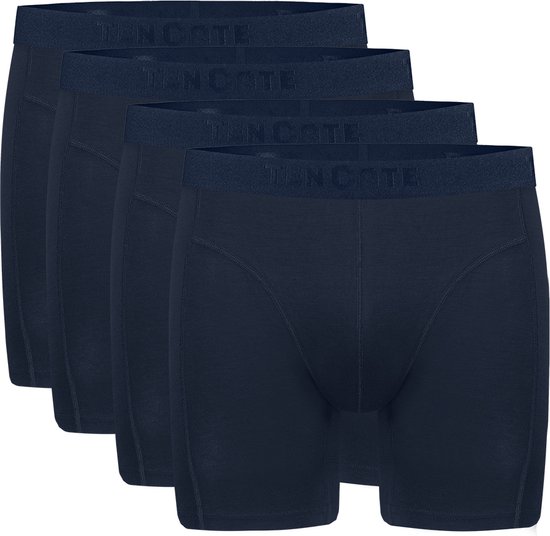 ten Cate Basics men shorts longs en viscose de bambou (pack de 4) - boxers pour hommes jambes longues - bleu - Taille: L