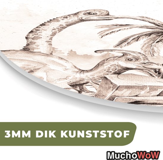 Ovale Mural - Ovale Mural - Décoration murale Plastique - Peinture Ovale - Dino - Enfants - Jungle - Plantes - Kids - 60x90 cm - Forme miroir ovale sur plastique