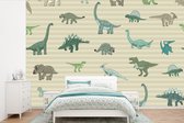 Behang kinderkamer - Fotobehang Dinosaurus - Bruin - Groen - Jongens - Meisjes - Kinderen - Breedte 600 cm x hoogte 400 cm - Kinderbehang