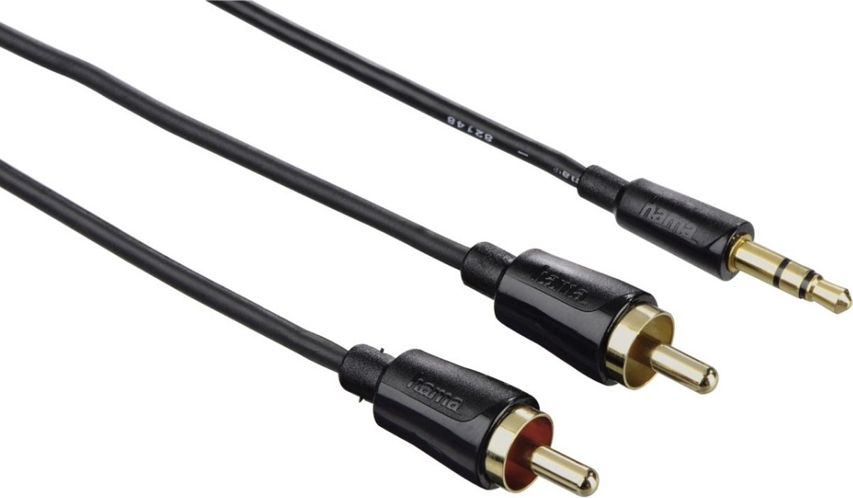 Hama Audiokabel, 3,5 mm jack-stekker stereo - 2x cinch-stekker, 1,5 m, zwart