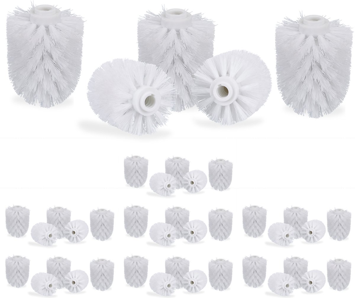 40x toiletborstelkop - wit - reserve toiletborstel - schroefdraad 12 mm