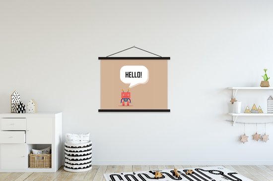 Décoration chambre d'enfant - Robot affiche scolaire - Citations - Hello ! - Beige - Kids - Décoration murale garçons - Décoration murale filles - 120x90 cm