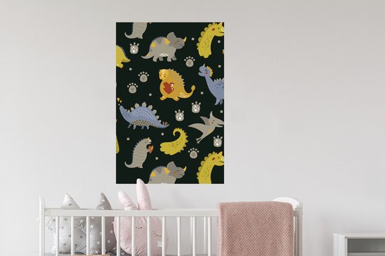 Muursticker enfants - Stickers muraux chambre d'enfant - Dino - Enfants - Motifs - Garçons - Filles - Dinosaurus - Décoration pour chambres d'enfants - 60x90 cm - Papier peint autocollant - Film autocollant
