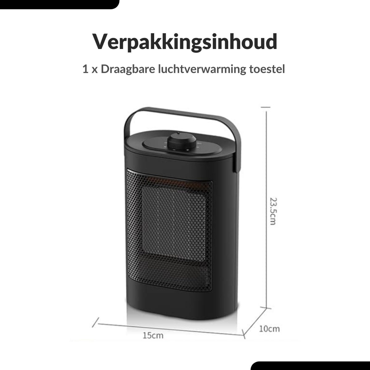 Elektrische Kachel - Keramische Verwarming - Energiezuinige Heater - Ventilatorkachel met Thermostaat - Terrasverwarmer - 750/1500W - Zwart – foto 3