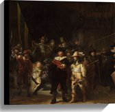 Canvas - De Nachtwacht, Rembrandt van Rijn, 1642 - Oude Meesters - 40x40 cm Foto op Canvas Schilderij (Wanddecoratie op Canvas)