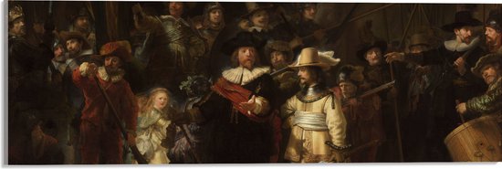 Acrylglas - De Nachtwacht, Rembrandt van Rijn, 1642 - Oude Meesters - 60x20 cm Foto op Acrylglas (Wanddecoratie op Acrylaat)