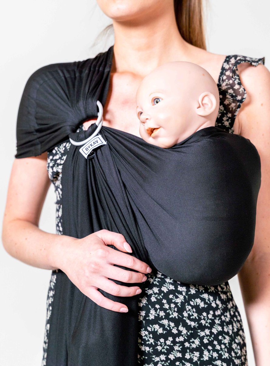 ByKay Aqua Sling - rekbare draagdoek - tot 15 kg - handig in zwembad en douche - zwart