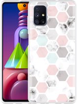 Hoesje Geschikt voor Samsung Galaxy M51 Marmer Honeycomb