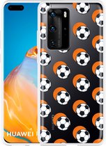Huawei P40 Pro Hoesje Soccer Ball Orange Shadow Designed by Cazy