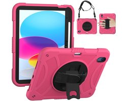 Mobigear SureGrip Tablethoes geschikt voor Apple iPad 10 (2022) Hardcase Backcover + Stylus Houder + Schouderband + Standaard - Roze