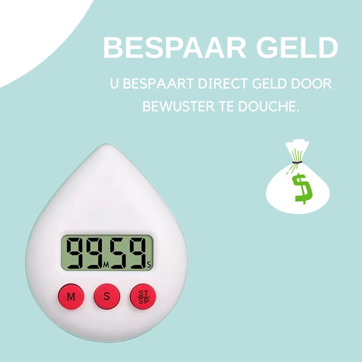 Douchetimer 5 Minuten Douche Wekker Wit Zandloper Timer