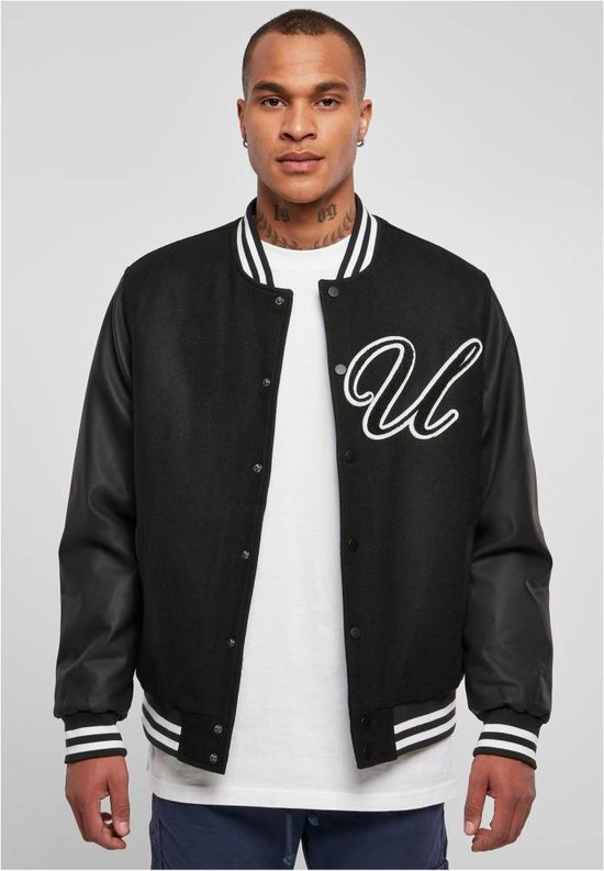 Urban Classics College jacket Big U Zwart
