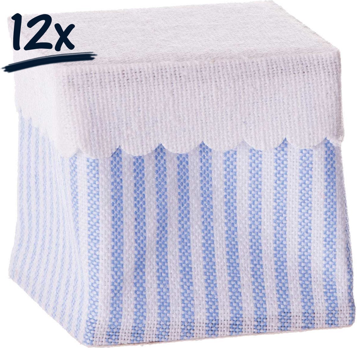 Goedkoopste Set van 12 Blauwe Juwelendoosjes - vierkante Tandendoosjes voor Babyshower of Cadeauverpakking - 5 x 5 cm