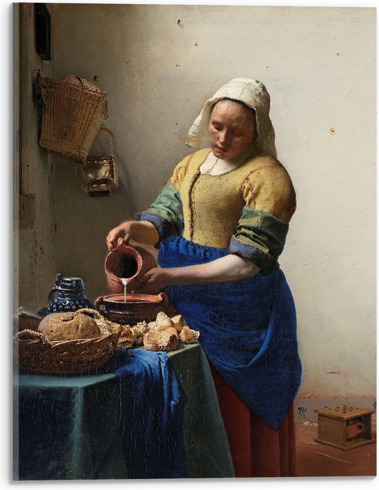 Acrylglas - Het melkmeisje, Johannes Vermeer, ca. 1660 - 30x40 cm Foto op Acrylglas (Wanddecoratie op Acrylaat)