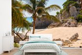 Behang - Fotobehang Tropisch strand bij Riviera Maya bij Tulum in Mexico - Breedte 600 cm x hoogte 400 cm