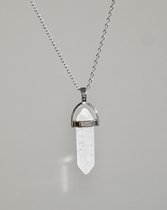 Bergkristal Dames ketting - Bredoo Edelsteen hanger - Minimalistisch - Bohemian stijl - Dubbeleinder vorm - Zomer 2023
